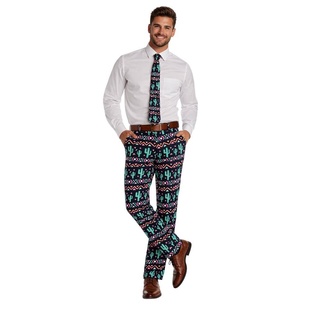 Shinesty Southwest Cactus Pants Mens 31x32 Retro Festival Golf Party Pants